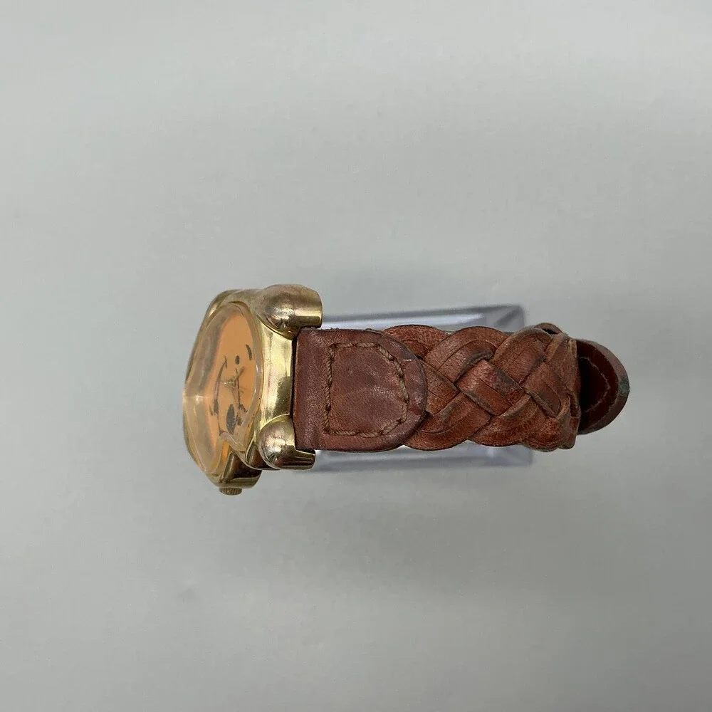 Timex Disney Pooh Girls Watch 29mm Gold Tone Brown Leather Band New Battery